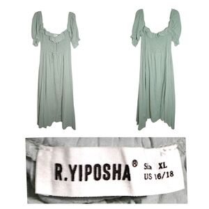 R.YIPOSHA Sage Green Maxi Dress
